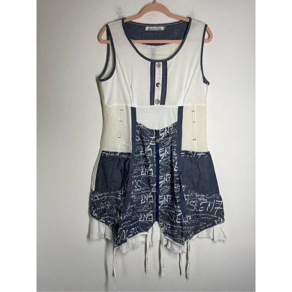 C’Fait Pour Vous Bohemian Lagenlook Women’s Dress/Top Linen Blend Sz L*See Notes - Picture 2 of 16